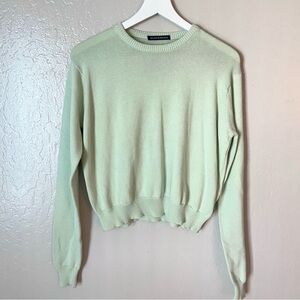 Brandy Melville Light Green Cotton Crew Neck Sweater